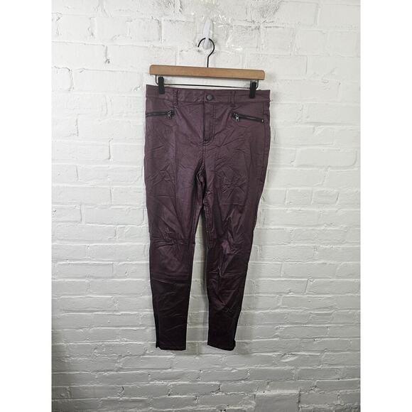 Calvin Klein Women's High Rise Skinny Ankle Pants Flat Front Burgundy Size 8 - Picture 1 of 5